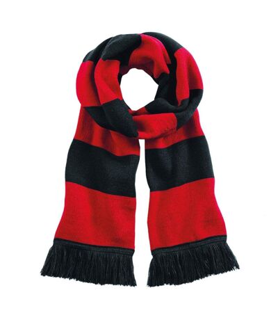 Beechfield Varsity Unisex Winter Scarf (Double Layer Knit) (Black / Classic Red) (One Size) - UTRW2031