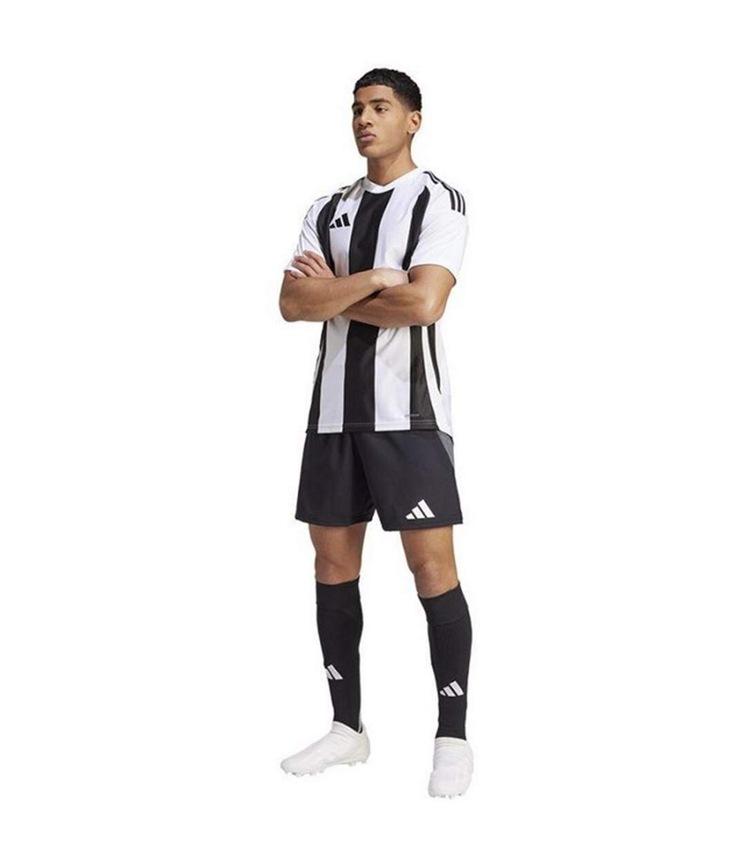 Maillot De Foot Style À Rayures Homme Blanc Noir Adidas-4