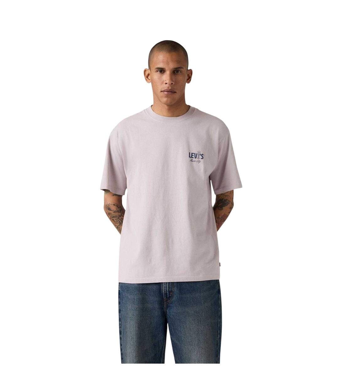 T-shirt Manches Courtes Music City Homme Gris Clair Levis-1