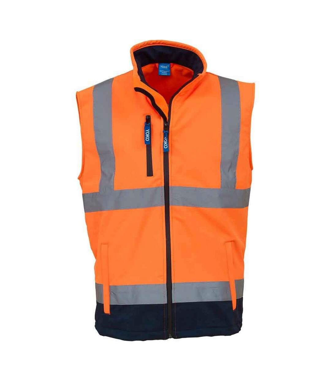 Unisex adult softshell hi-vis gilet orange/navy Yoko