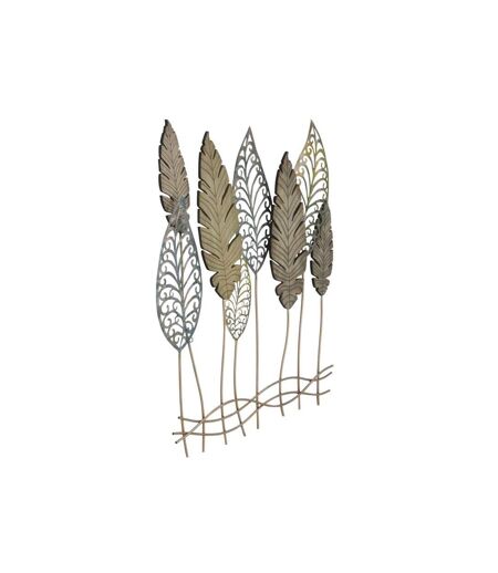 Déco Murale en Métal Foglie 87cm Argent & Or