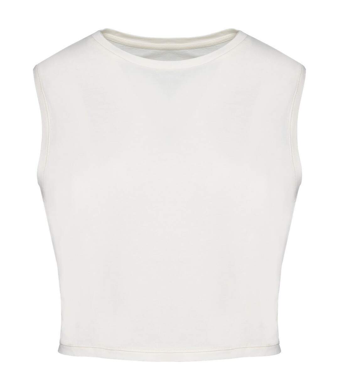 T-shirt crop sans manches écoresponsable - Femme - PAT342 - beige ivoire-1