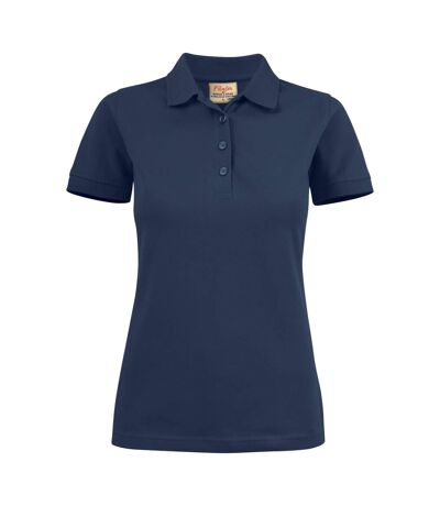 Womens/ladies Stretch Polo Shirt Grey Melange Printer