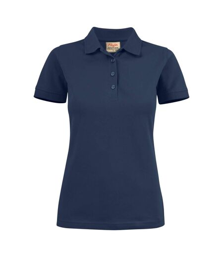 Womens/ladies Stretch Polo Shirt Grey Melange Printer