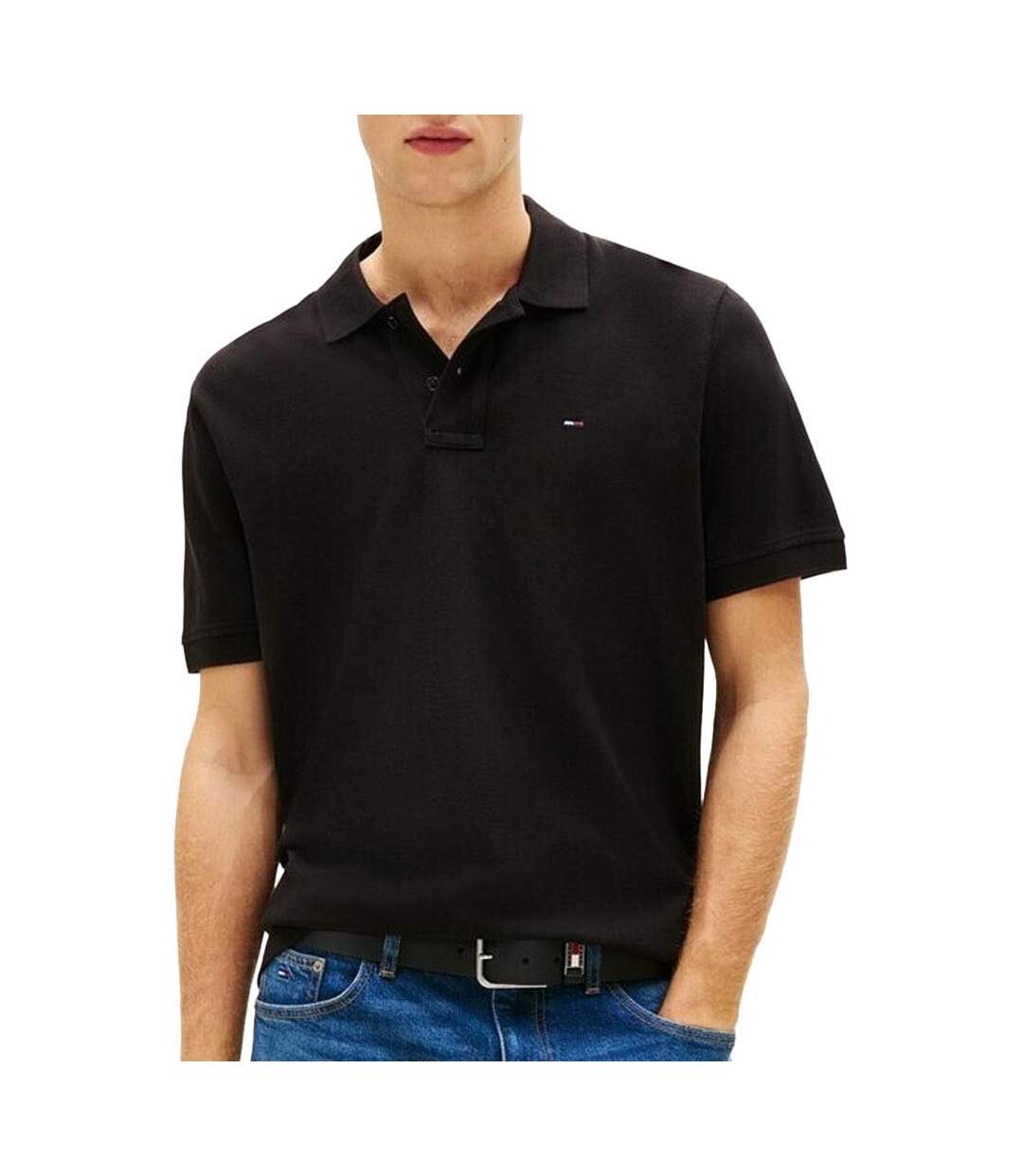 Polo noire homme tommy hilfiger regular-1