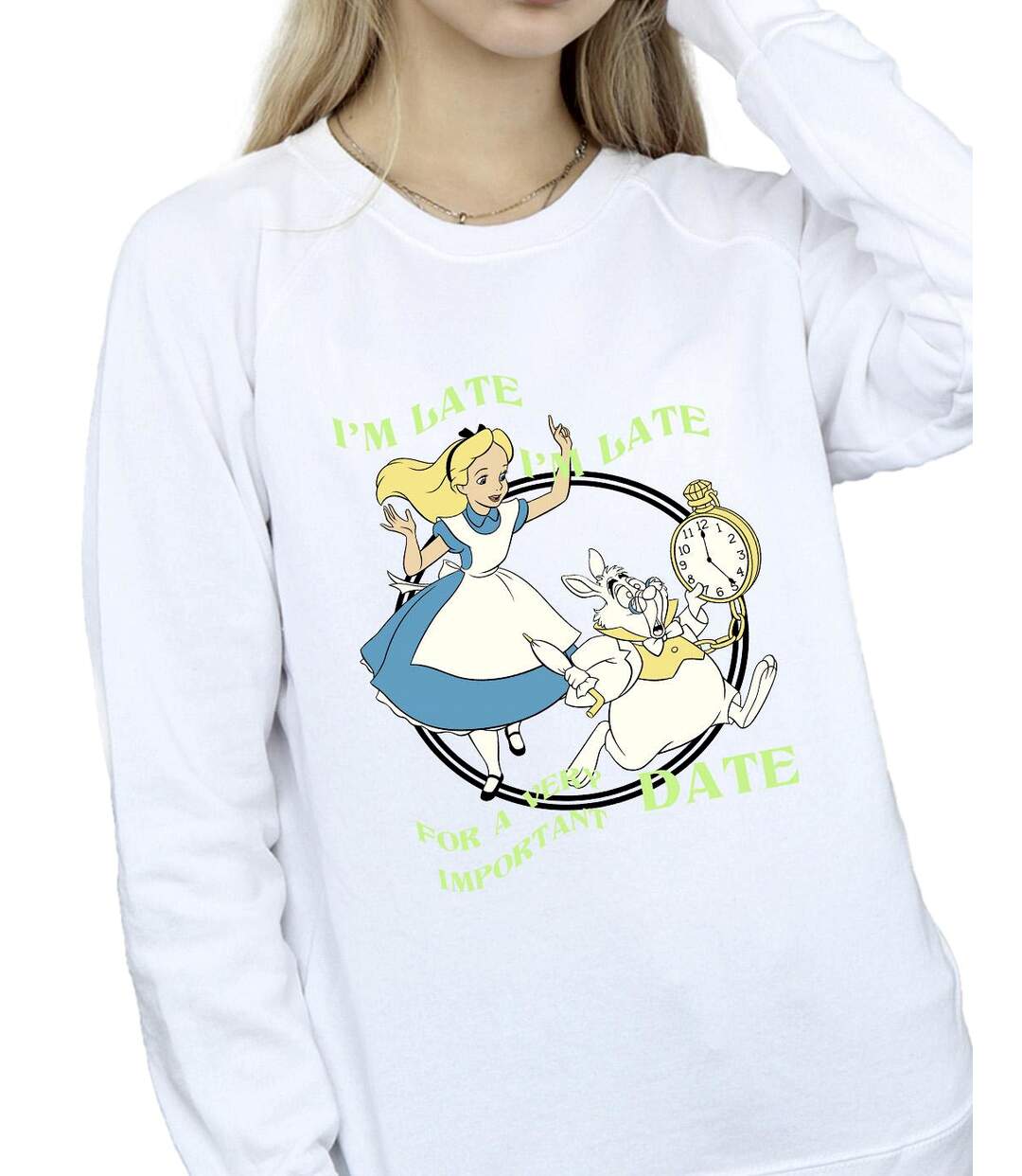 Disney - Sweat ALICE IN WONDERLAND I'M LATE - Femme (Blanc) - UTBI5688-3