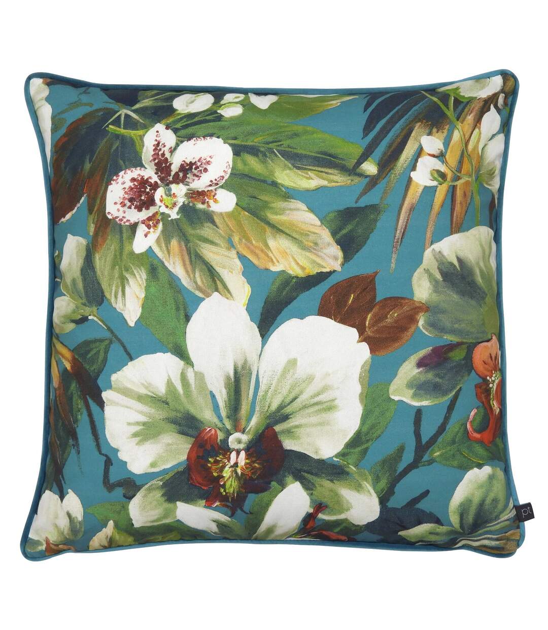 Moorea floral cushion cover 55cm x 55cm pacific blue/green Prestigious Textiles