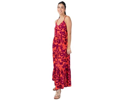 Robe longue bohème chic MONICA motif fleur de tiaré Coton Du Monde