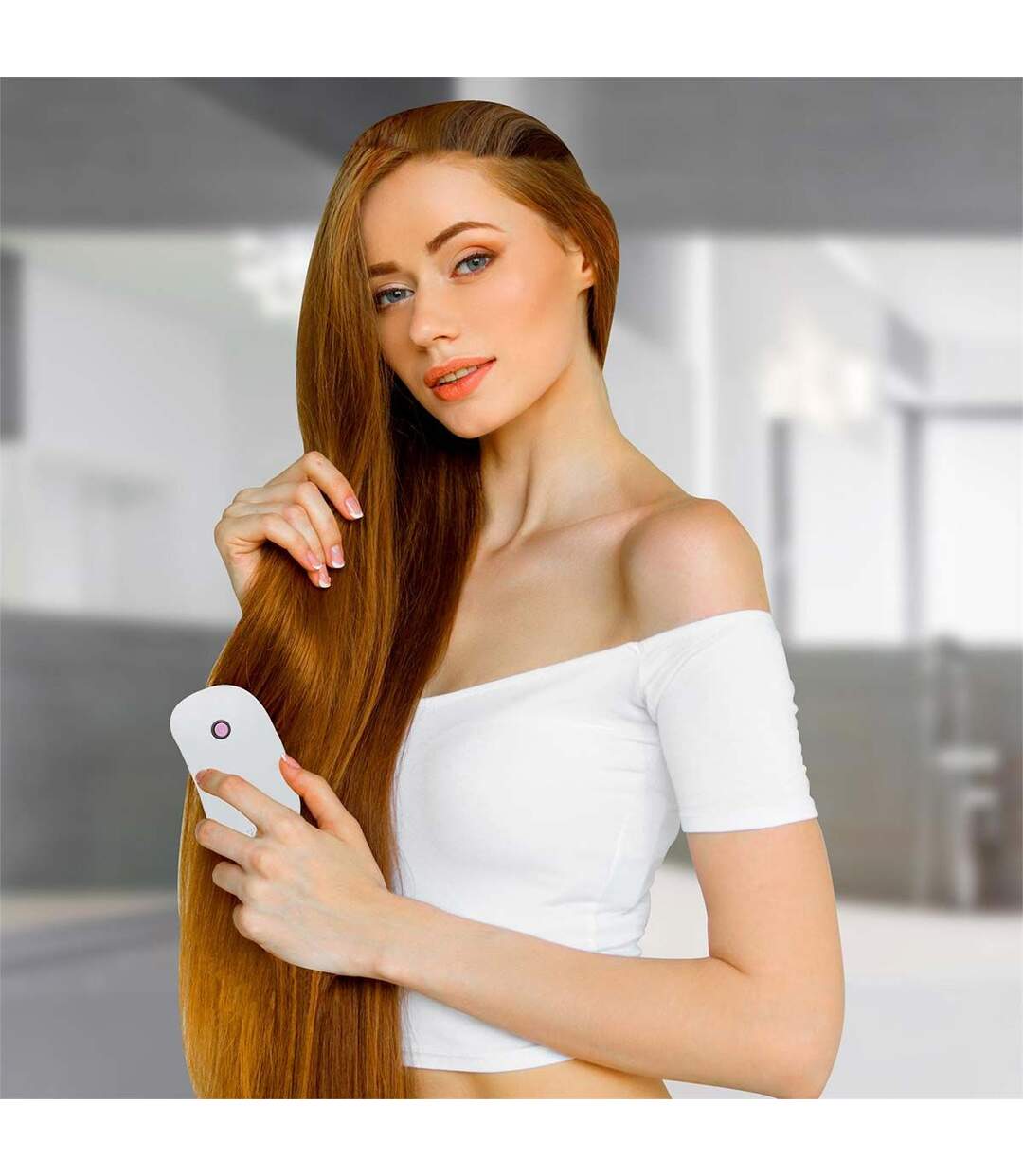 Brosse à Cheveux Ionique Vibrante 11cm Blanc-4