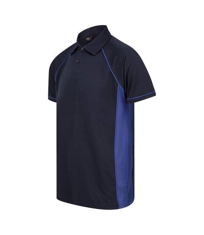 Mens Piped Performance Sports Polo Shirt Navy Royal Blue Finden & Hales