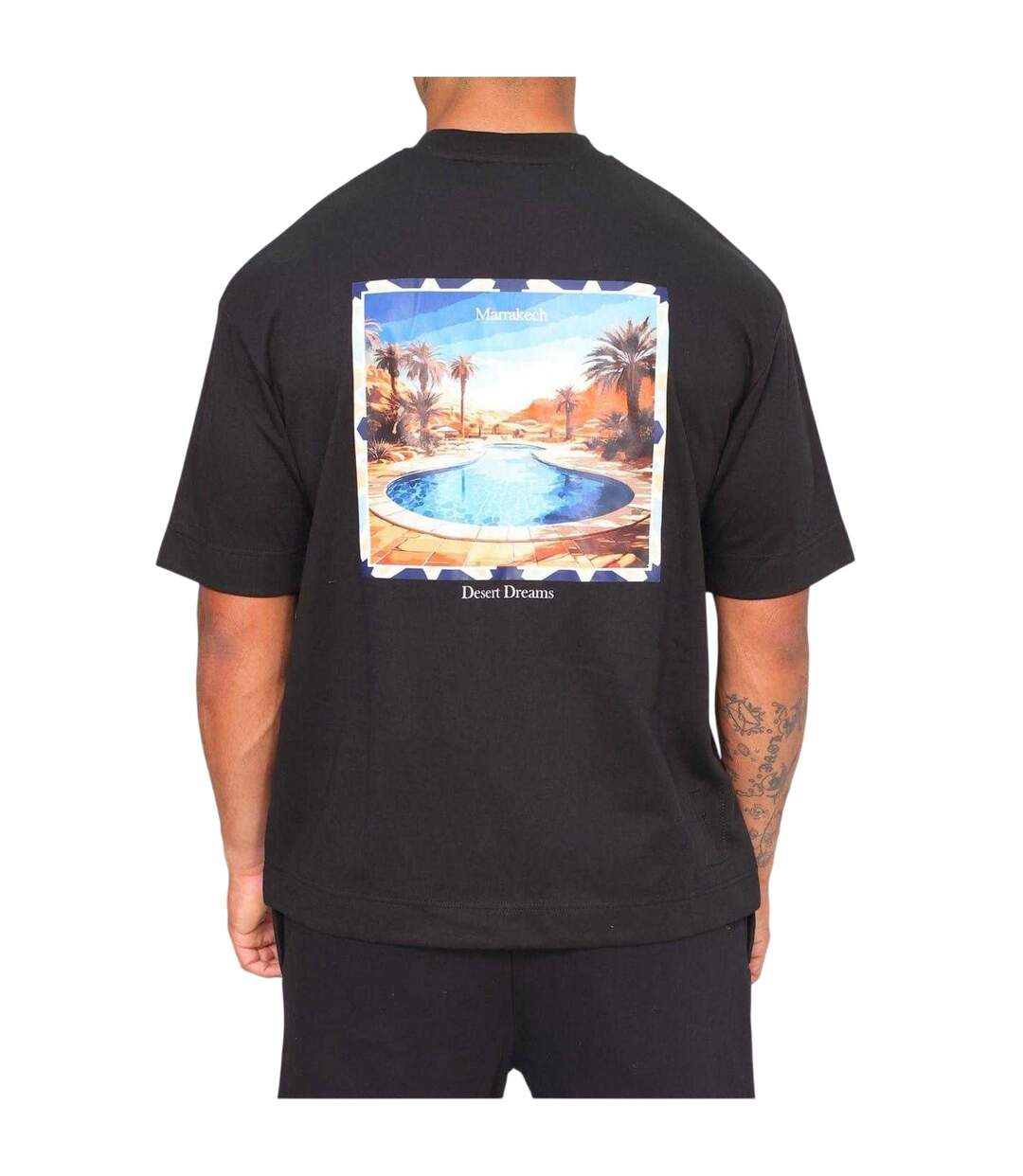 T-shirt Desert Dreams Homme Noir Rose London-4