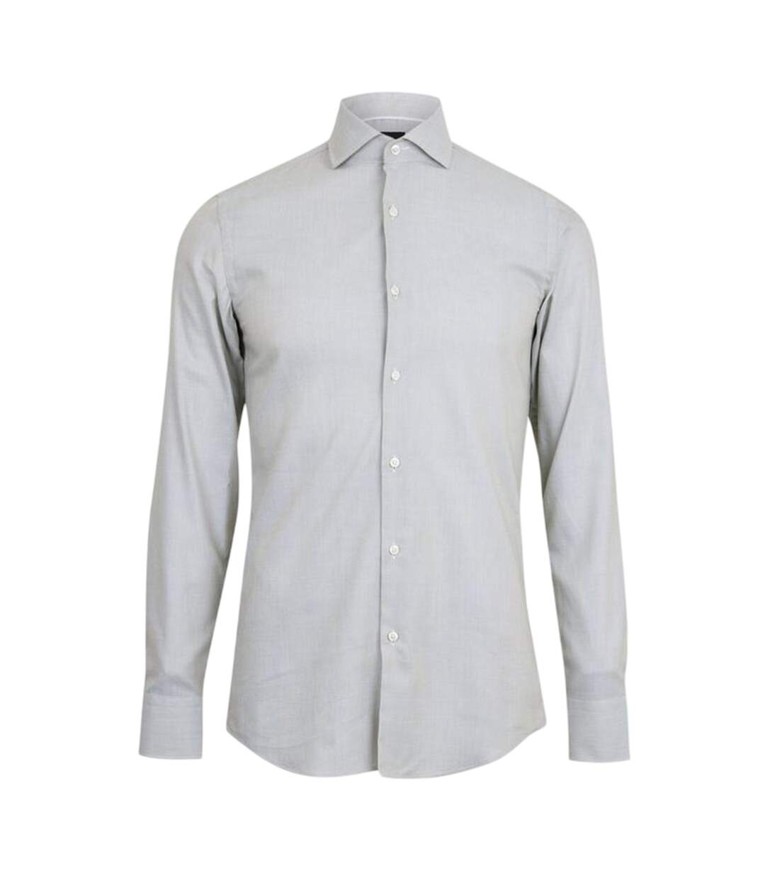 Mens Spread Collar Long-sleeved Shirt Light Grey Boss-1