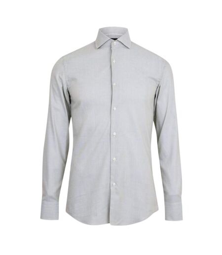 Mens Spread Collar Long-sleeved Shirt Light Grey Boss
