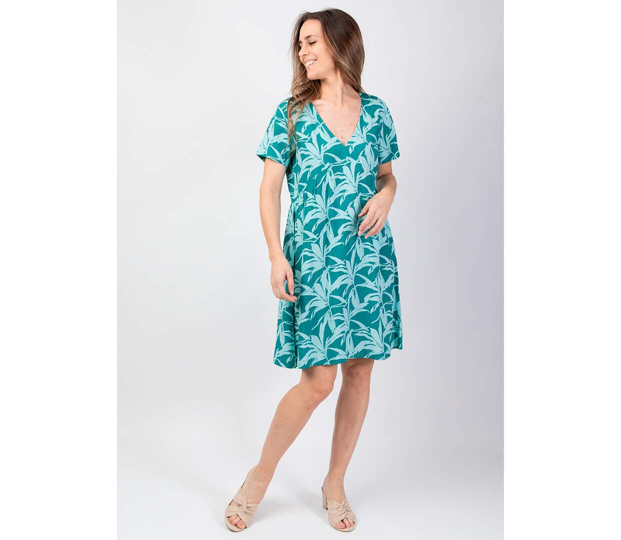 Robe courte de plage MAJA motif bleu turquoise Coton Du Monde-2