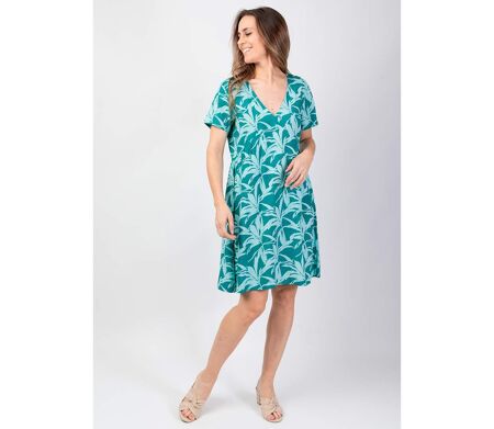 Robe courte de plage MAJA motif bleu turquoise Coton Du Monde