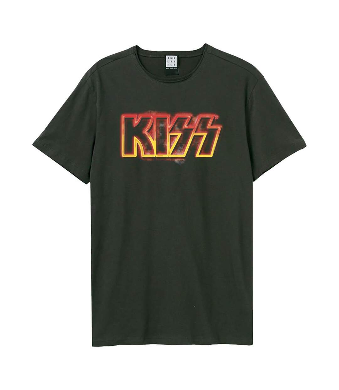 Unisex Adult Neon Sign Kiss T-shirt Charcoal Amplified-1