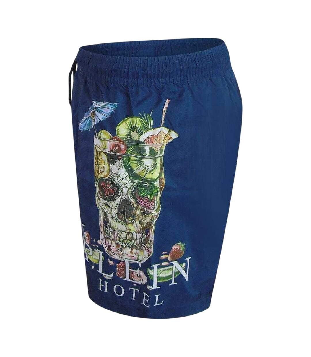 Short De Bain Motif/style Logo Homme Bleu Marine Foncé Blanc Philipp Plein-3
