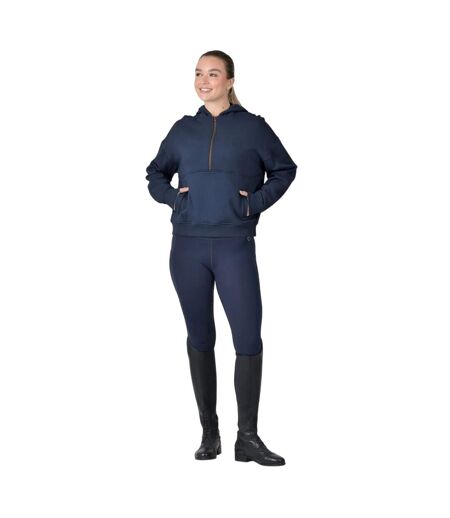 Womens/ladies Fleece Pull Over Hoodie Navy Dublin