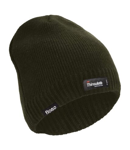FLOSO Mens Plain Thinsulate Thermal Knitted Waterproof Winter Hat (Olive) - UTHA427