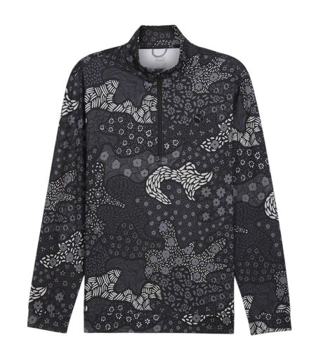 Mens Camo Quarter Zip T-shirt Black Slate Puma