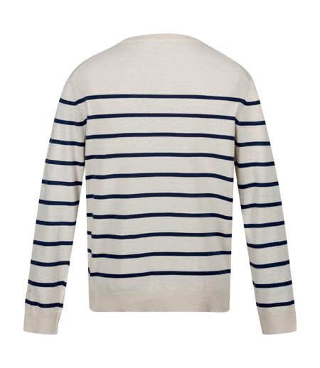 Regatta Mens Cautley Striped Knitted Sweater (White Stone/Dark Denim) - UTRG8856