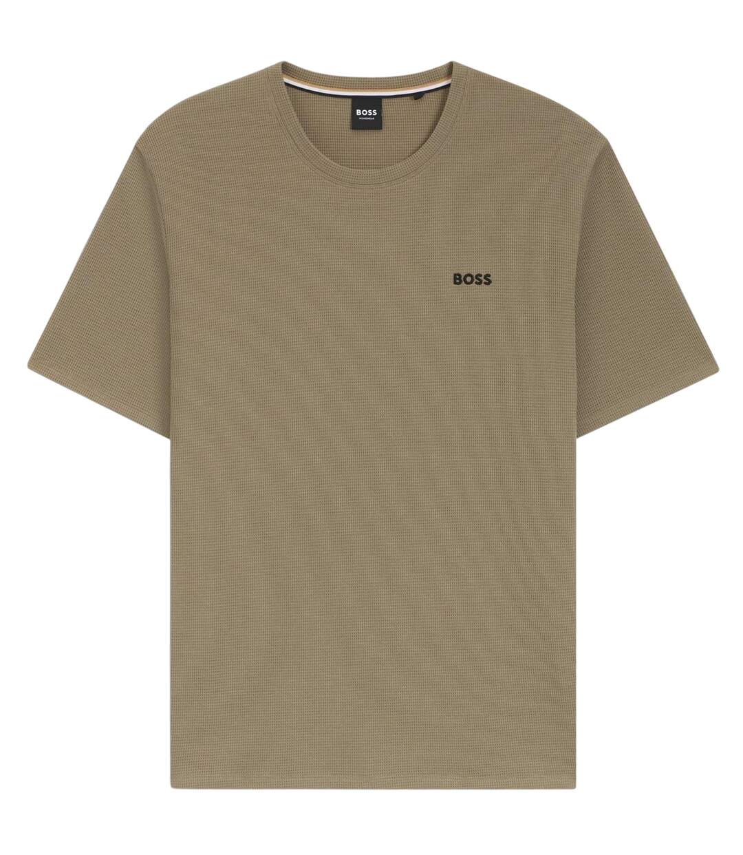 Mens Waffle Knit T-shirt Brown Boss-2