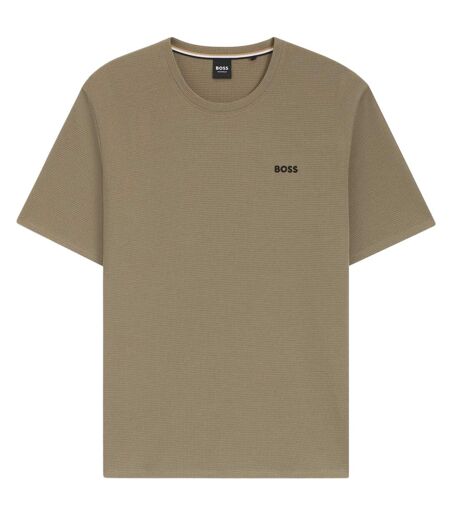 Mens Waffle Knit T-shirt Brown Boss