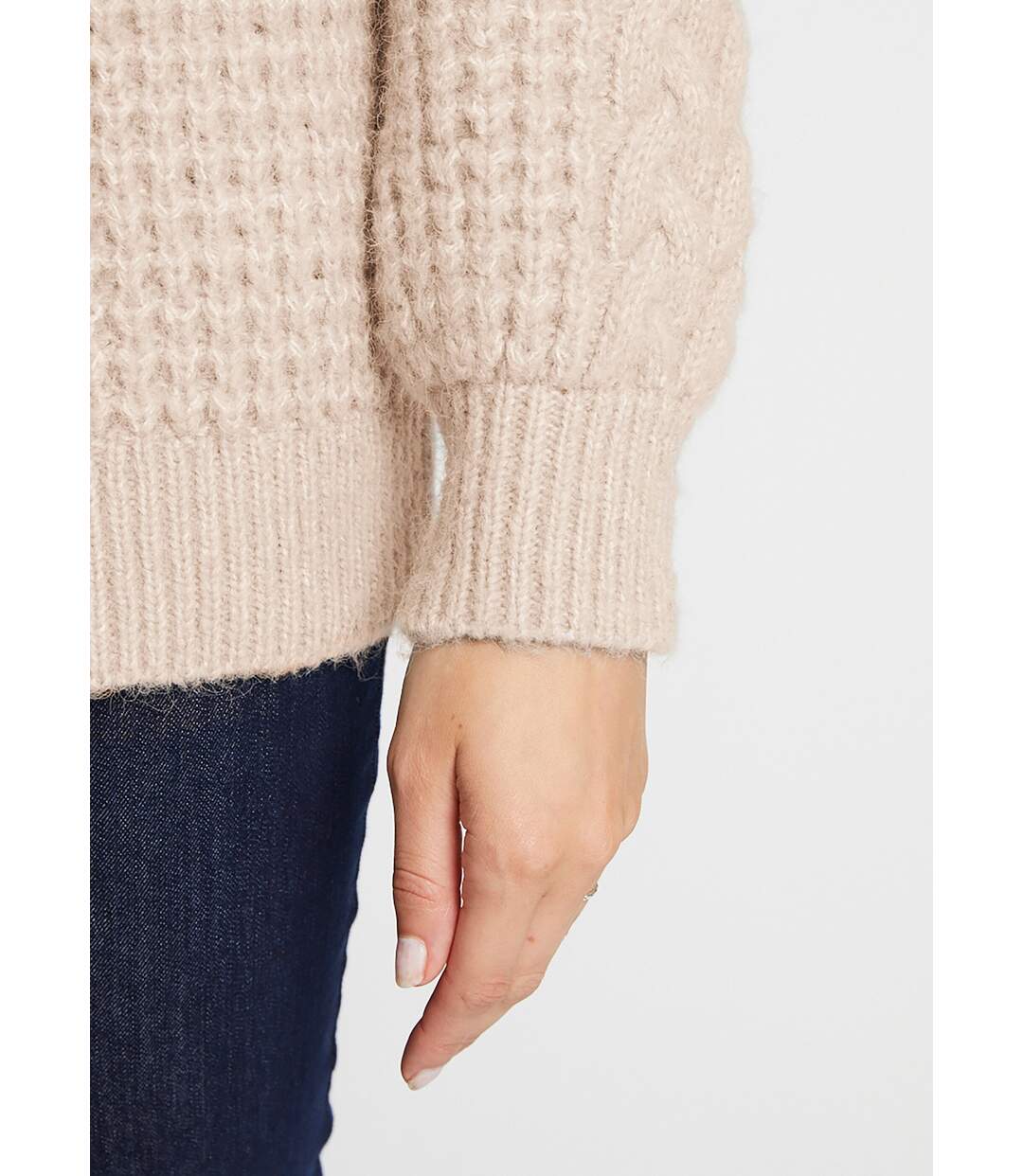 Pull chaud col rond maille moelleuse fantaisie-4