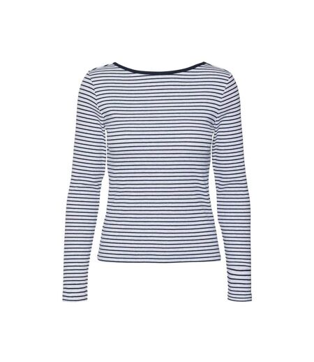 Top Gris/Marine à rayures Femme Vero Moda Chloe - L