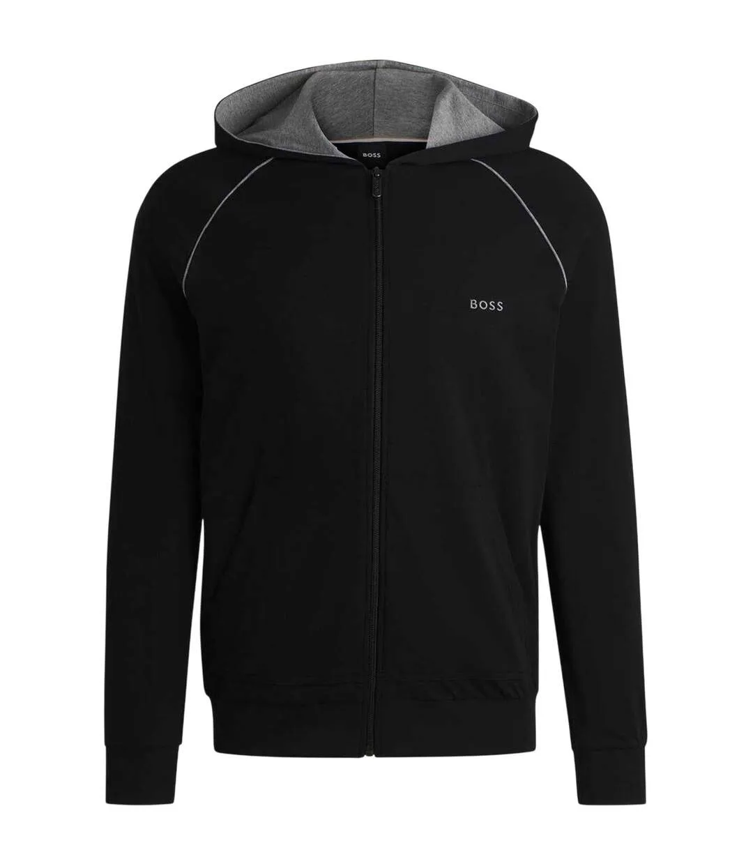Mens Mix&match Full Zip Hoodie Black Boss-2