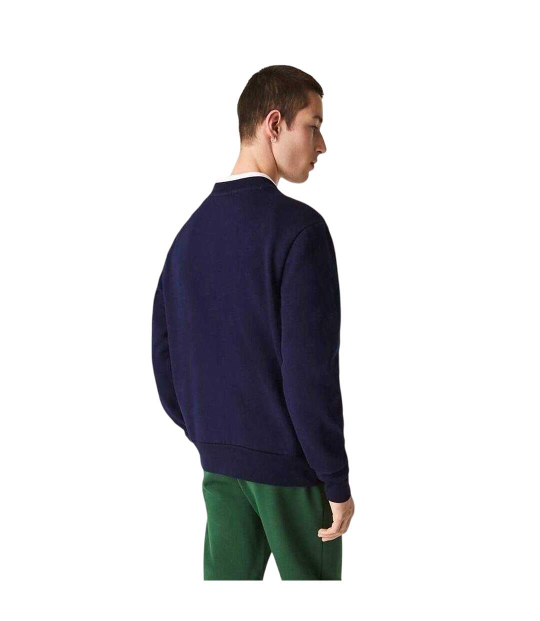 Mens Embroidered Logo Fleece Crew Neck Sweatshirt Navy Lacoste-4