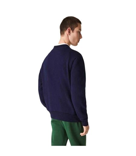 Mens Embroidered Logo Fleece Crew Neck Sweatshirt Navy Lacoste