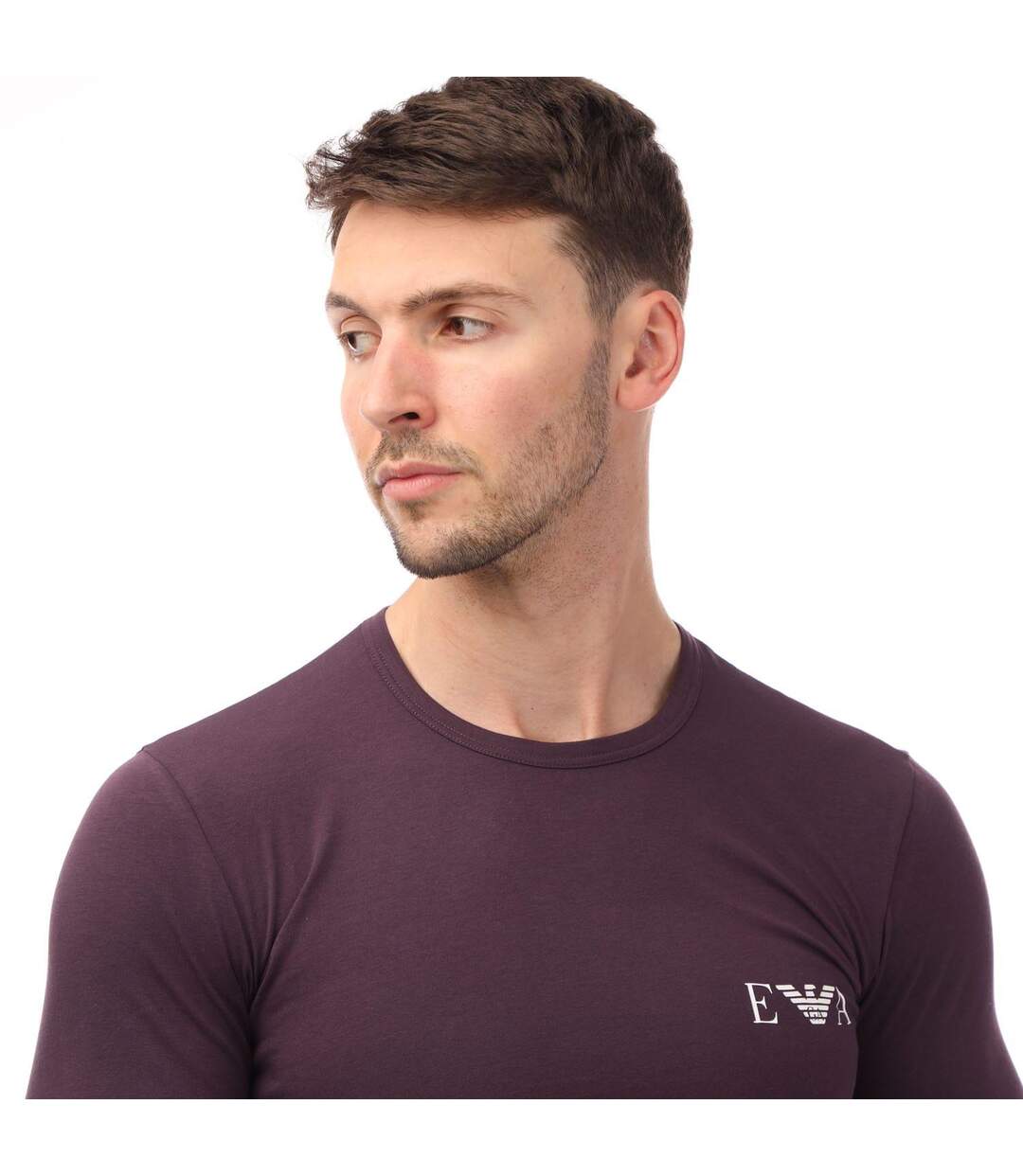 Mens Mock Neck Fitted Lounge Top Navy Emporio Armani-3
