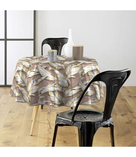 Nappe Toile Cirée Ronde Ebany 160cm Marron