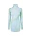 Robe Courte Manches Longues Motif/style Tie-dye Femme Bleu Clair Off White-1