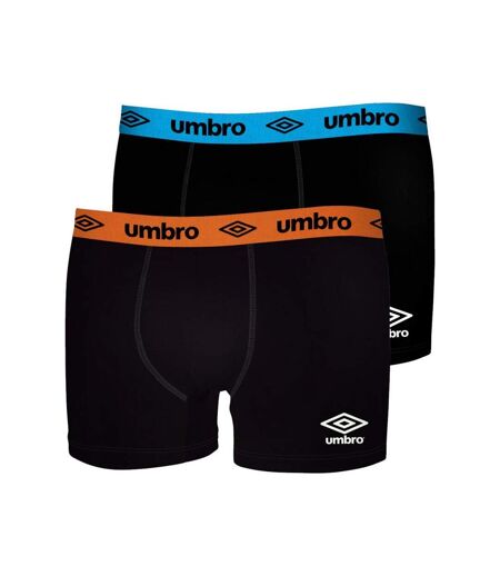 UMBRO Lot de 2 Boxers Homme Coton BCX2BASS3 Noir Orange Bleu
