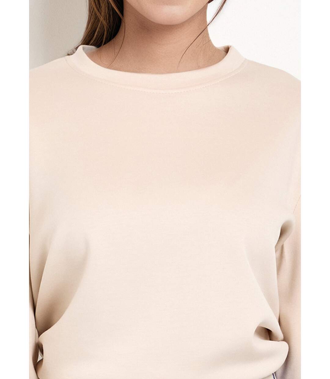 Sweat court col rond en maille douce-4
