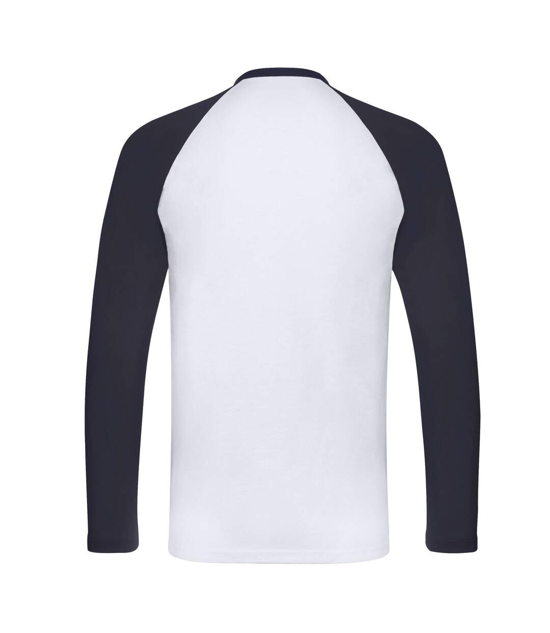 Mens Contrast Long-sleeved Baseball T-shirt White Deep Navy Fruit Of The Loom-2