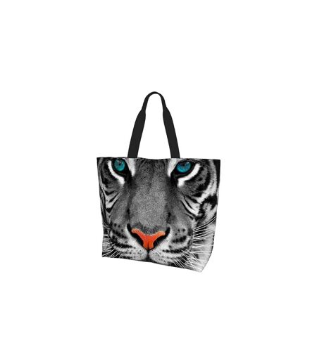 Womens/Ladies Tiger Print Tote Bag (White/Black) (One Size) - UTSG34927