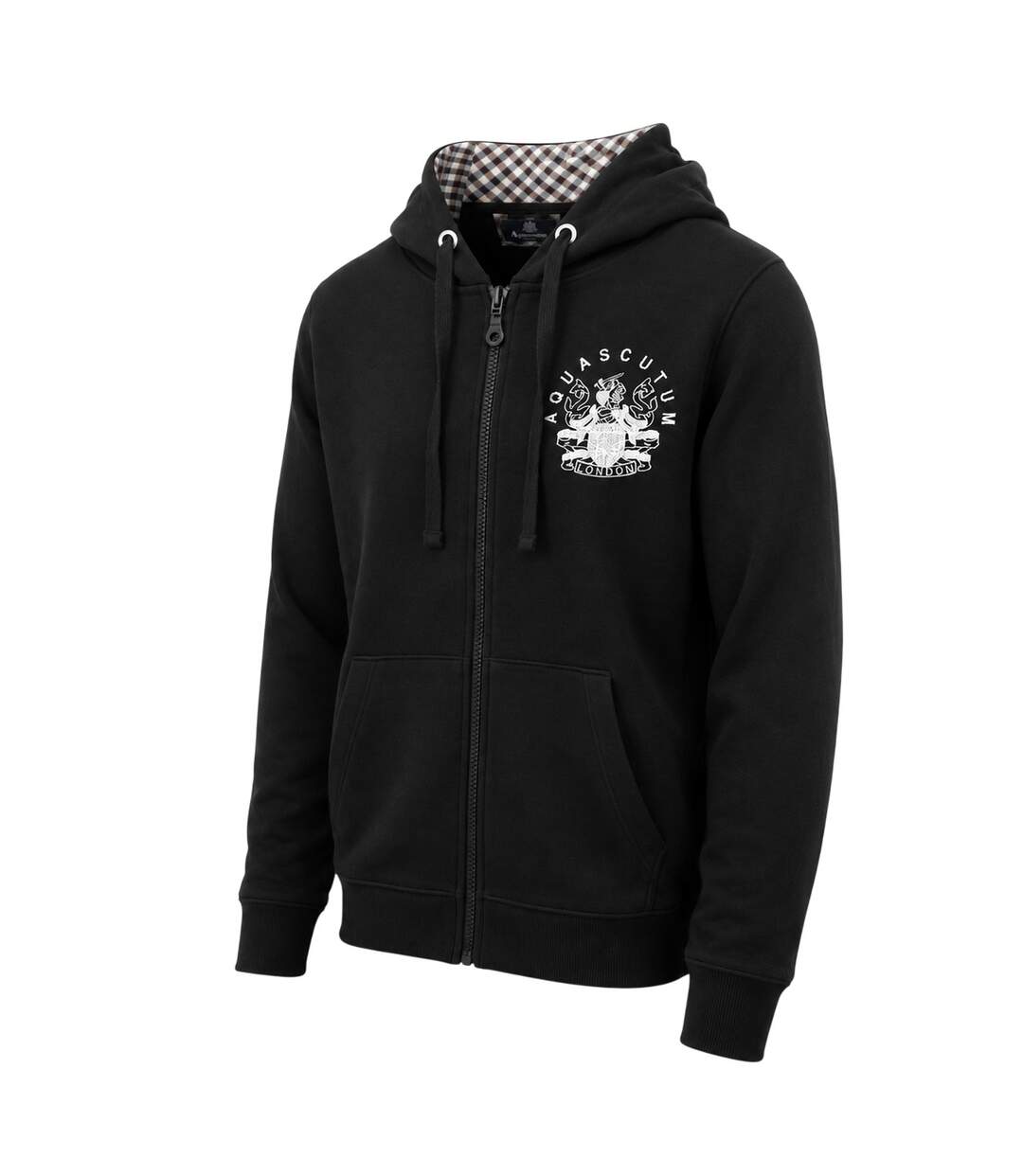 Mens Relaxed Fit Full Zip Hoodie Black Aquascutum-3