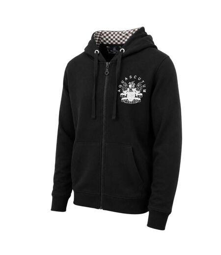 Mens Relaxed Fit Full Zip Hoodie Black Aquascutum