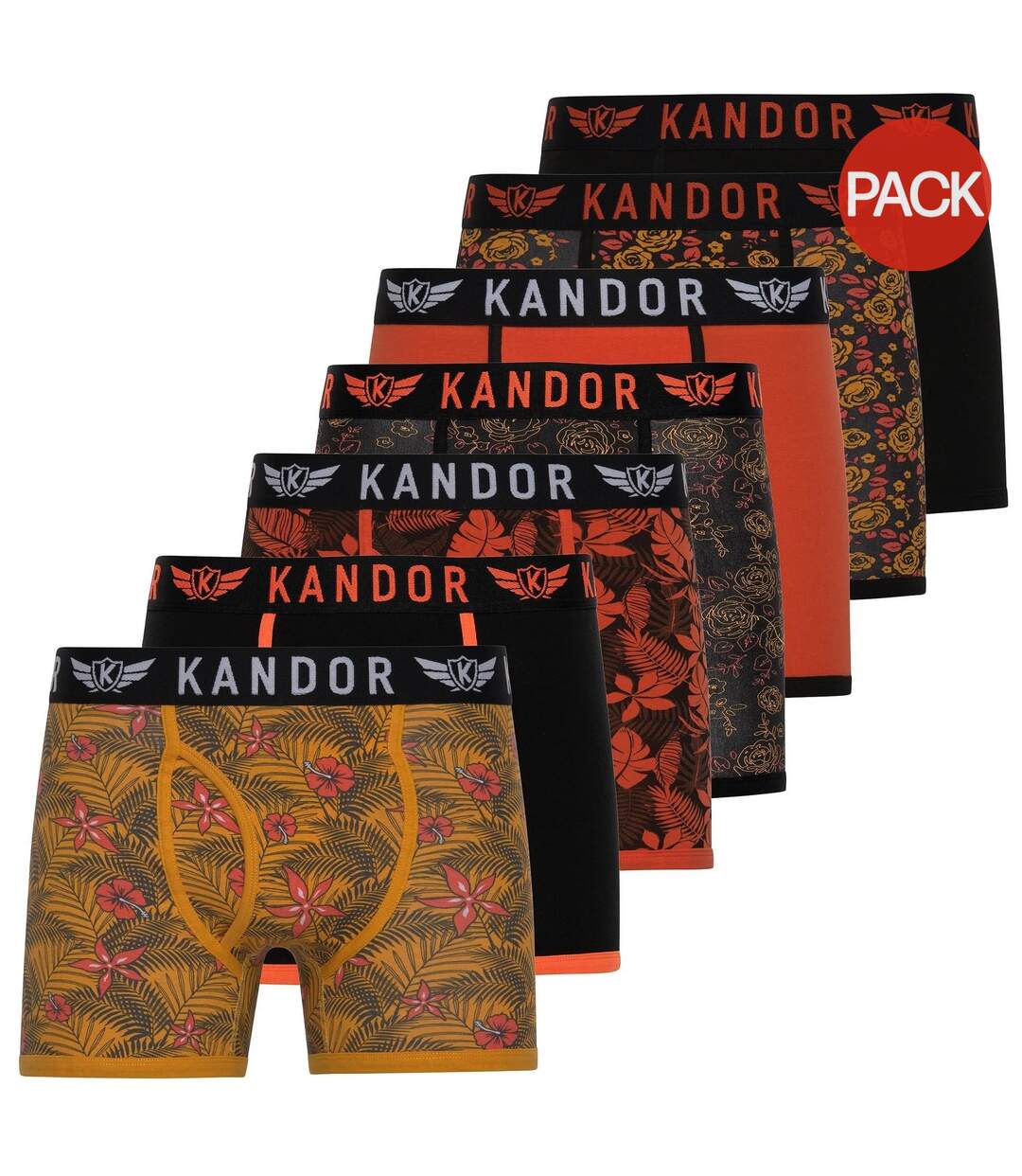 Pack of 7  Mens florid boxer shorts  yellow Kandor