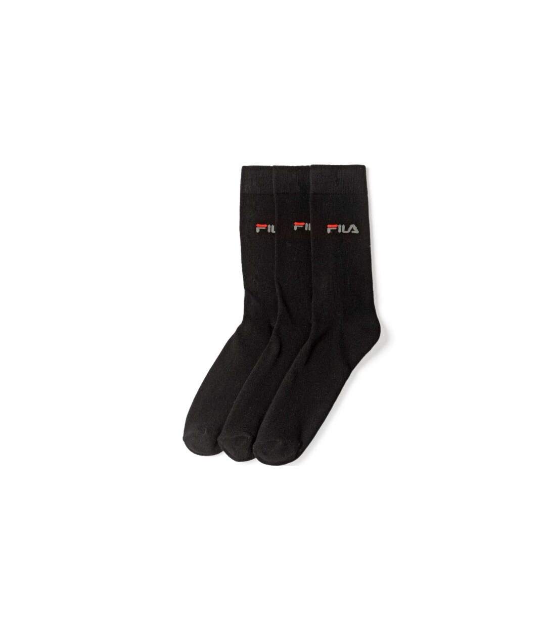 FILA Lot de 3 paires de Chaussettes Homme Coton FINES Noir