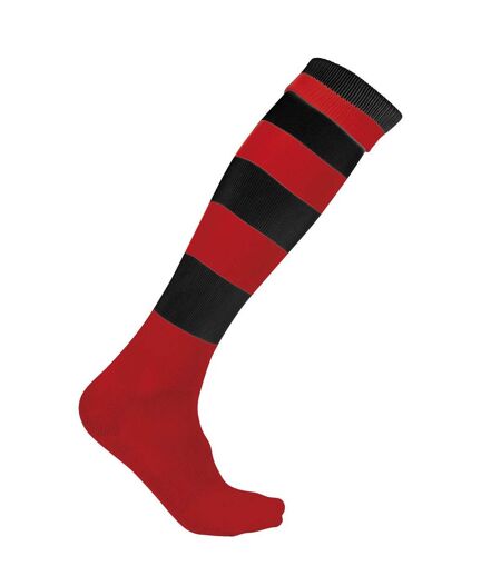 chaussettes sport rayées - PA021 - rouge et noir