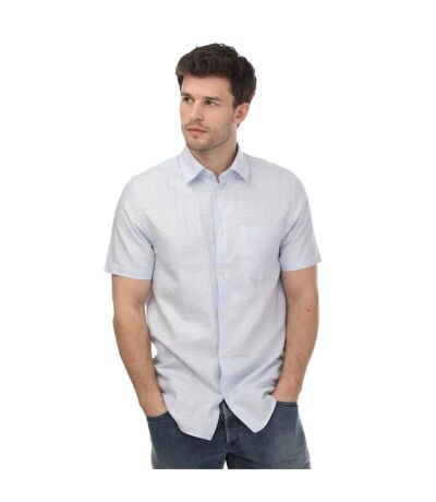 Mens Kingford Linen Short-sleeved Shirt Blue Ted Baker