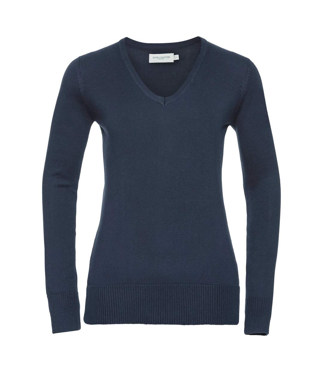 Pull col v collection femme bleu marine Russell-1