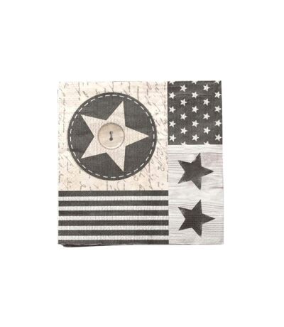 Lot de 20 Serviettes en Papier Stars 33cm Gris & Noir