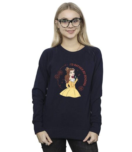 Disney Sweatshirt Femme/Ladies Beauty And The Beast I'd Rather Be Reading (La Belle et la Bête, je préfère lire) (Bleu marine) - UTBI10444