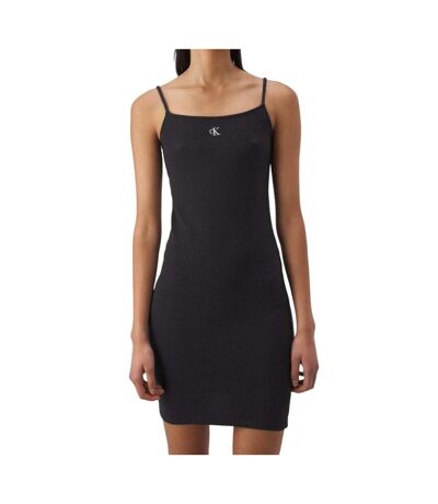 Robe noire femme calvin klein jeans slub texturée - l