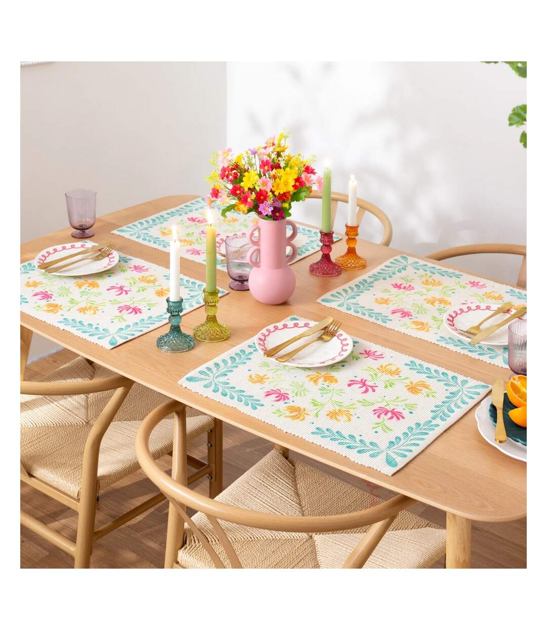 Pack of 4  Honeysuckle placemat  46cm x 36cm multicoloured Furn-3